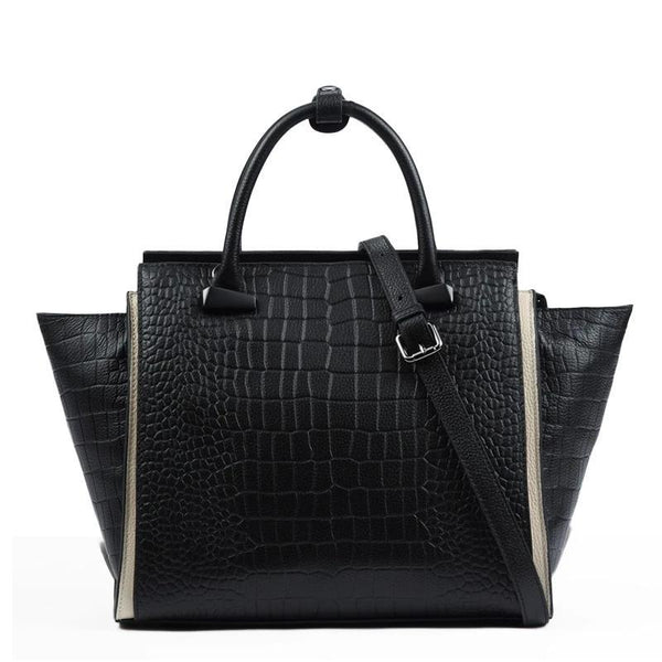 Croco Tote Bag Shoulder bag in Crocodile type PU-LEATHER material. Very  Elegant look with 3 Compartment inside with 3 main zipper chain