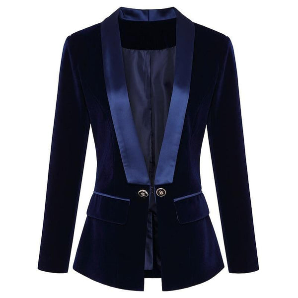 TeresaCollections - Chic European Style Long Velvet Blazer