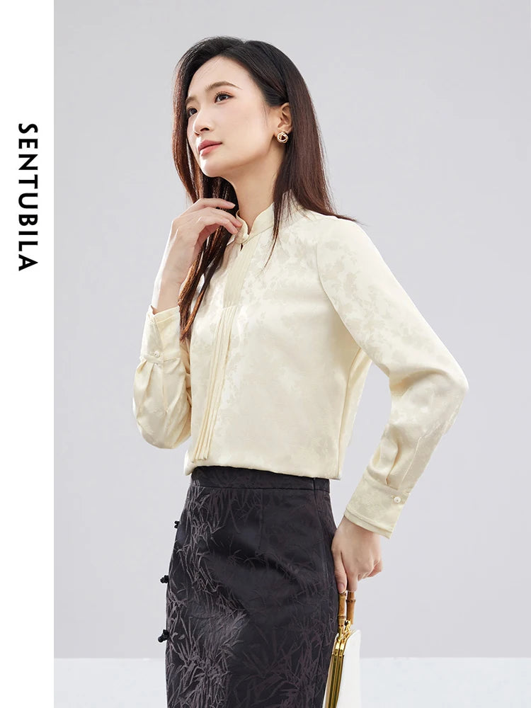 Chinese Style Jacquard Single Button Shirt