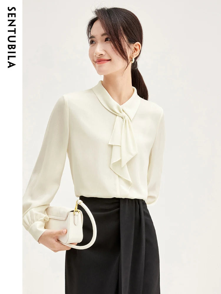 Elegant Bow Neck Chiffon Blouse