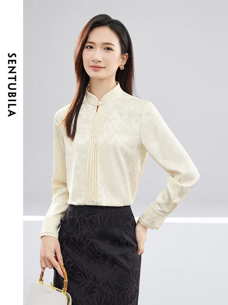 Chinese Style Jacquard Single Button Shirt