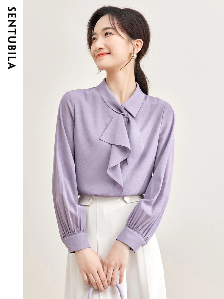 Elegant Bow Neck Chiffon Blouse