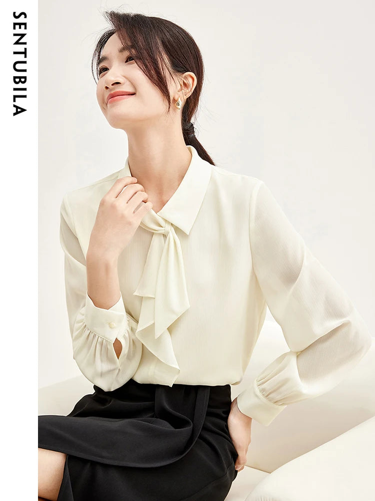 Elegant Bow Neck Chiffon Blouse