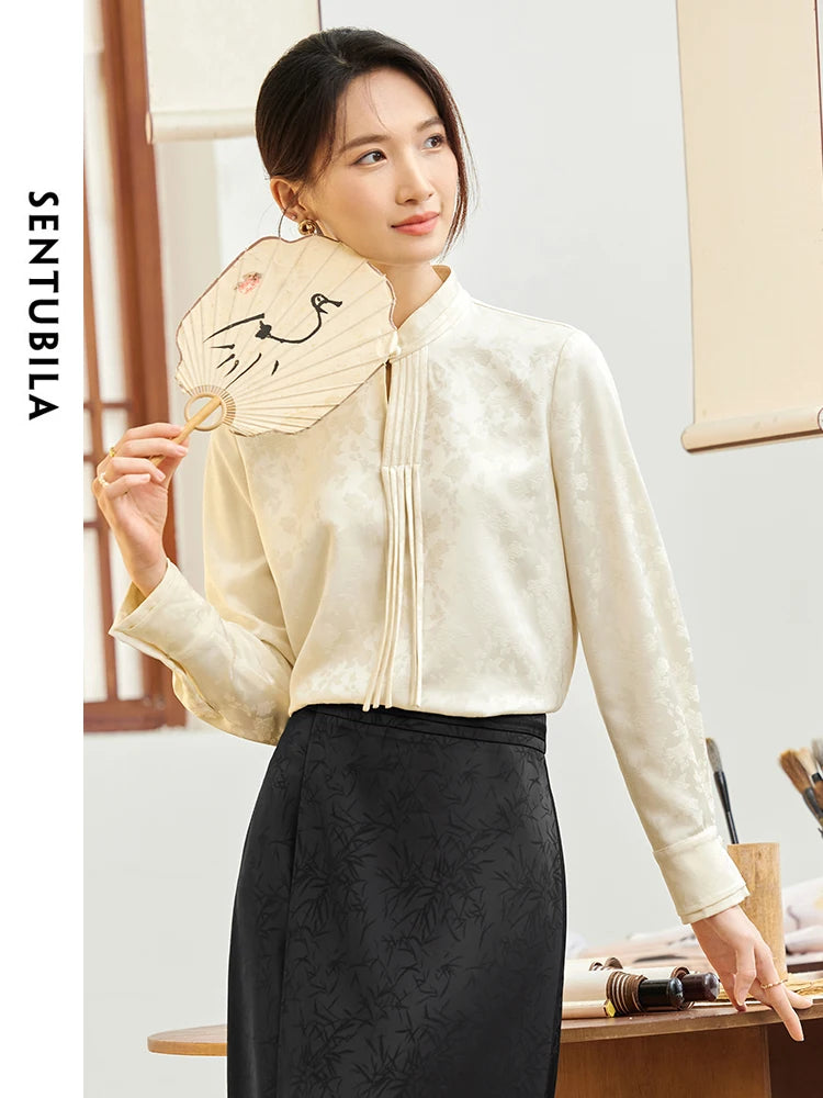 Chinese Style Jacquard Single Button Shirt