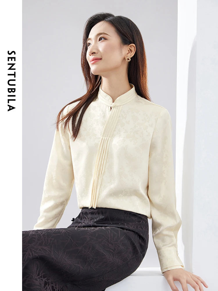 Chinese Style Jacquard Single Button Shirt