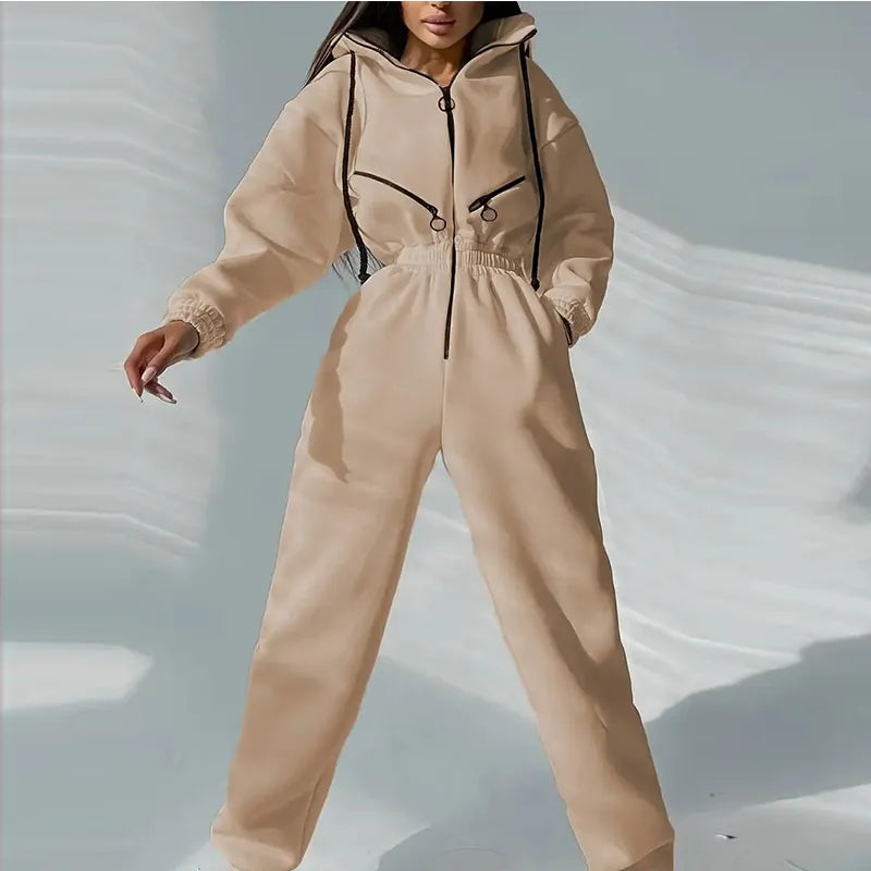 Loose store hooded jumpsuit