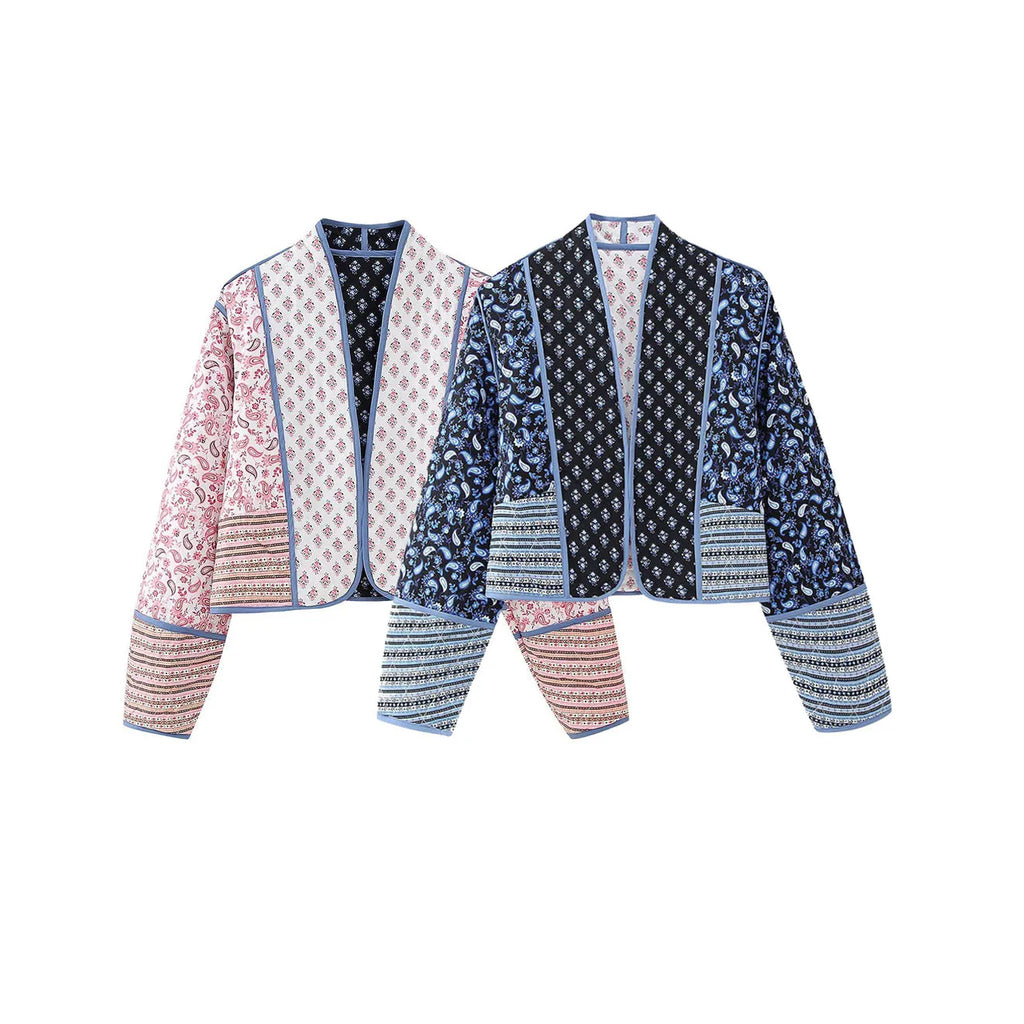 Long Sleeve Flower Printed Reversible Jackets