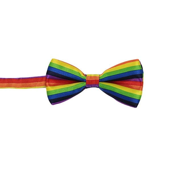 Men Stylish Rainbow Stripe Adjustable BowTies - TeresaCollections