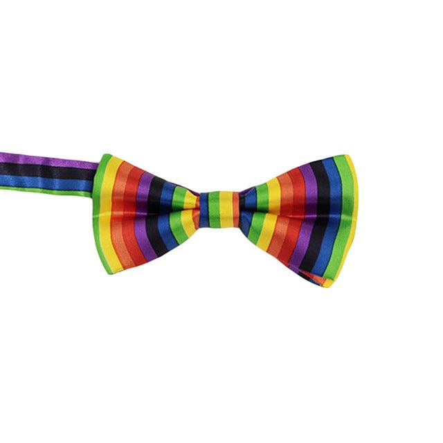 Men Stylish Rainbow Stripe Adjustable BowTies - TeresaCollections