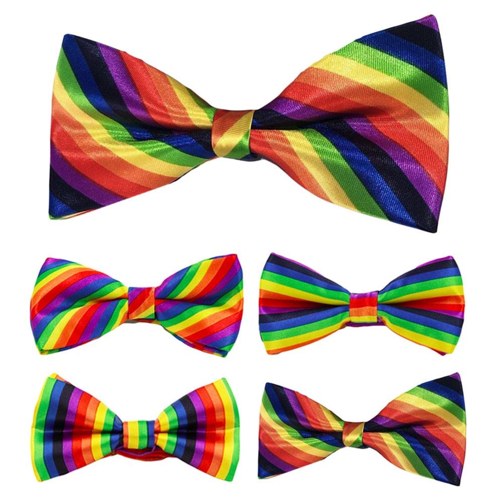 Men Stylish Rainbow Stripe Adjustable BowTies - TeresaCollections