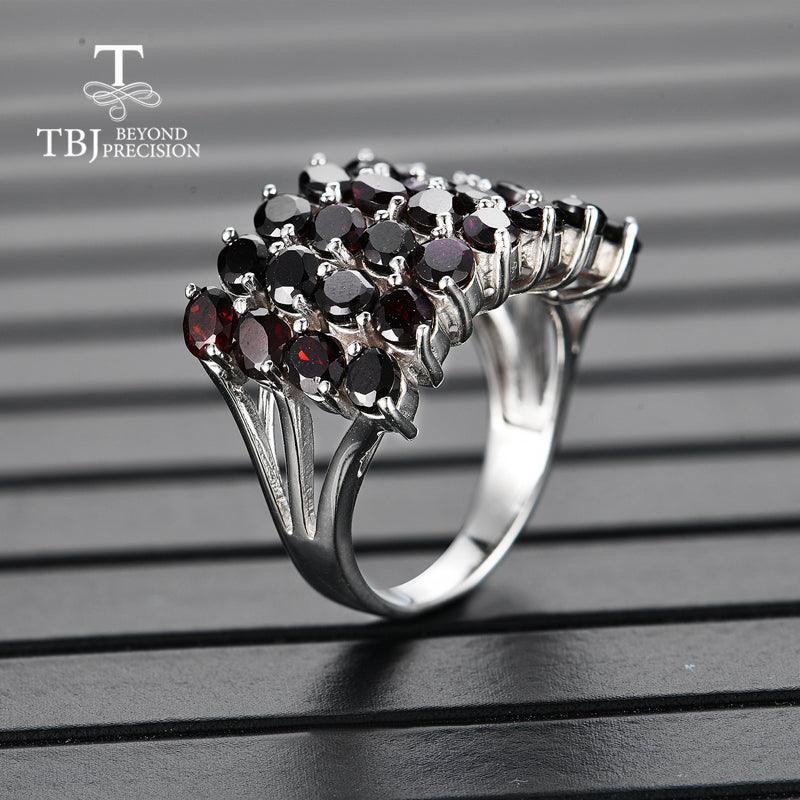 Black Garnet 925 Sterling Silver  Gemstone Ring - TeresaCollections