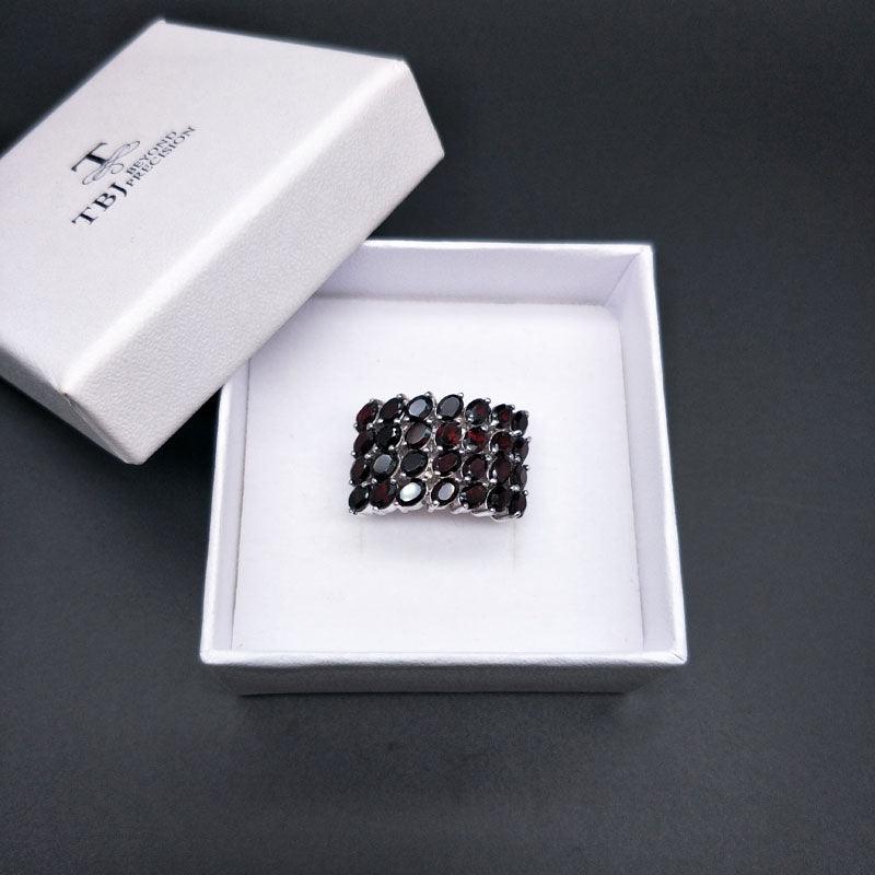 Black Garnet 925 Sterling Silver  Gemstone Ring - TeresaCollections