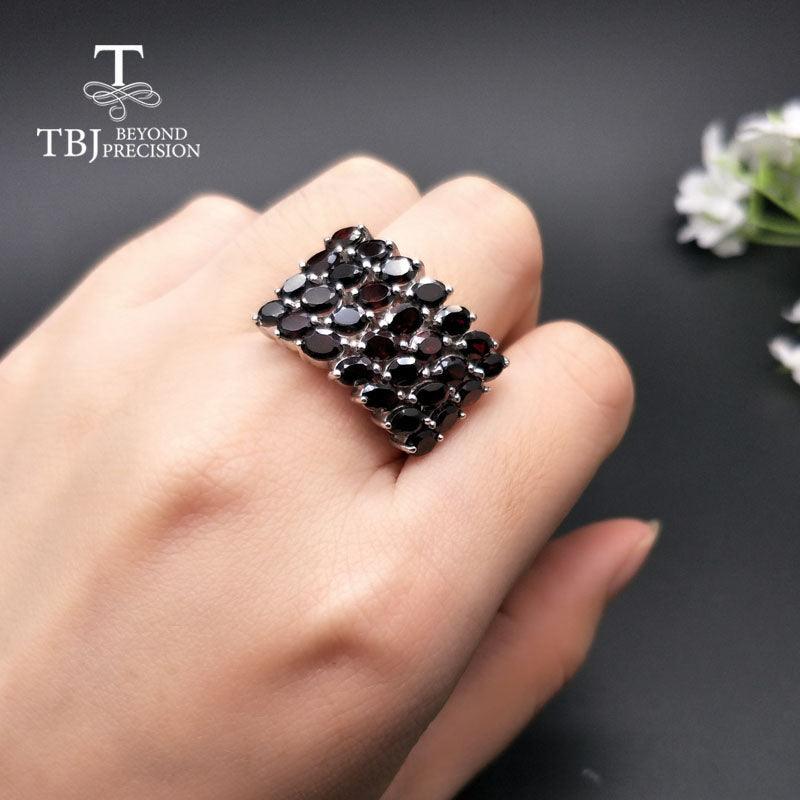 Black Garnet 925 Sterling Silver  Gemstone Ring - TeresaCollections