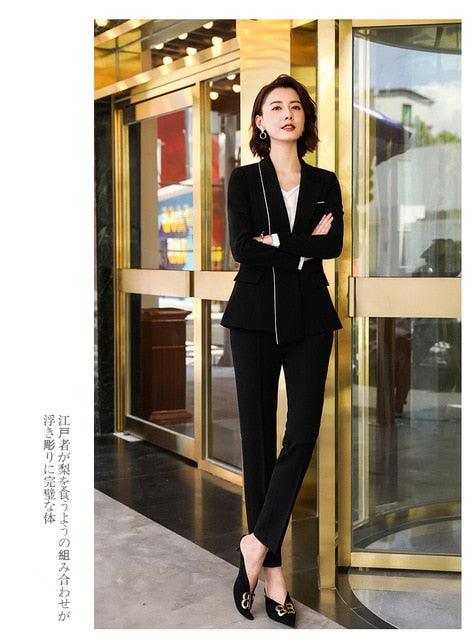 Business Pants Suit Women New Fashion Temperament Long Sleeve Slim