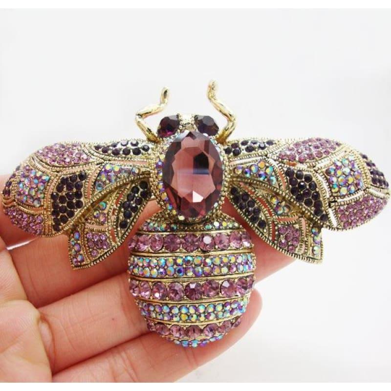TeresaCollections - Fashion Jewelry Orchid Flower Brown Rhinestones Crystal Brooch Pin Gold-Tone