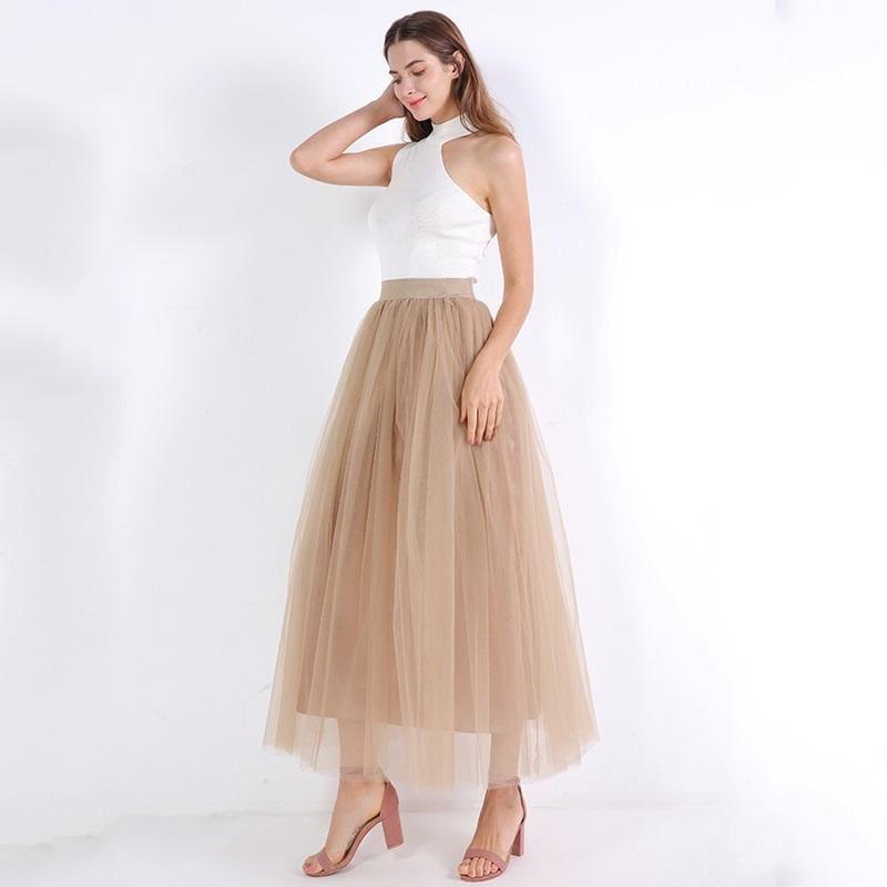 TeresaCollections - Fairy Style Four Layers Voile Tulle Skirt Lace