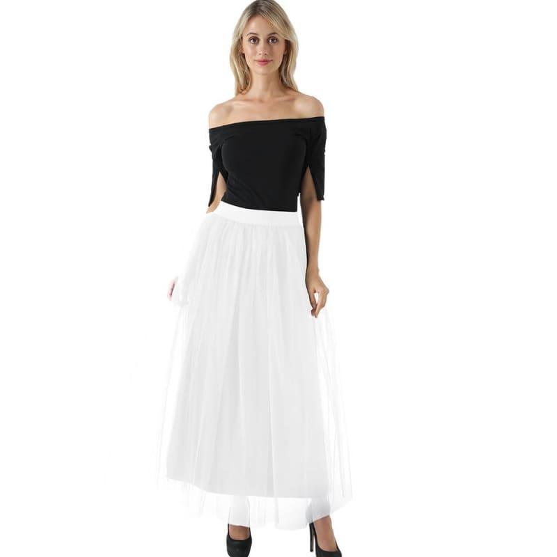 Royal Court Retro Style Full Length Puffy Tulle Tiered Long Maxi Skirt, TeresaCollections
